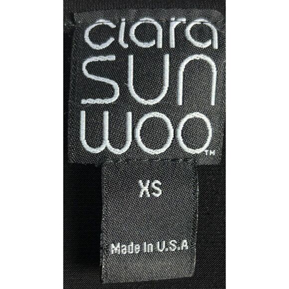 Clara Sun Woo Tunic Size XS Black V Neck Sheer Mesh Ruched Sleeve Long Lagenlook - Picture 6 of 10